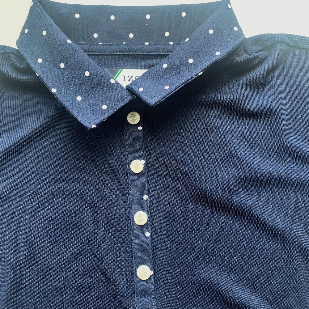 IZOD Women's Golf Short Sleeve Snap Polo Navy Blue Size Small